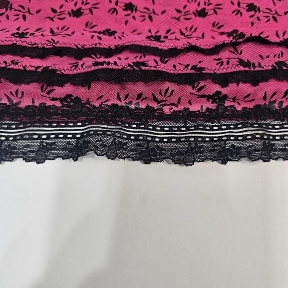 Derek Rose Pink Sheer Lace Detail Babydoll Sz L Lingerie Strech Sexy Romantic - Picture 4 of 8